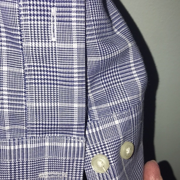 Ralph Lauren Classic Fit Stretch Denim Blue Houndstooth Pattern Size 16.5” 32/33 - Picture 3 of 4